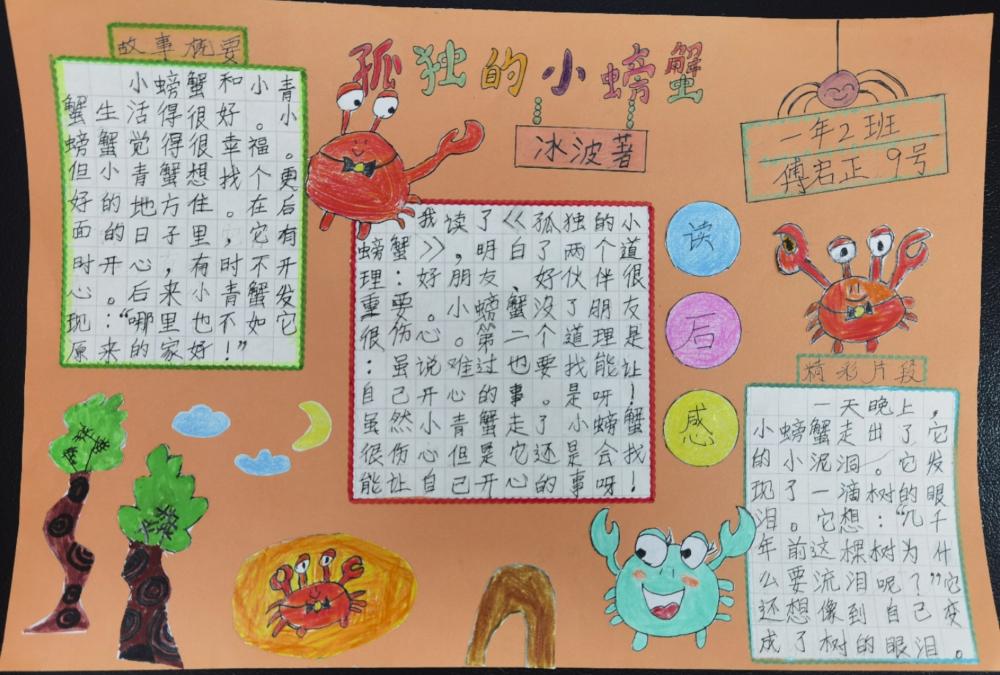 《孤独的小螃蟹》读书推荐卡  二年2班 傅启正