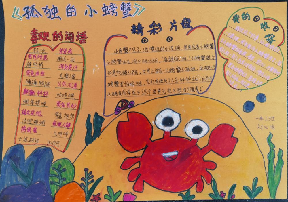  《孤独的小螃蟹》读书推荐卡  二年2班 刘心怡
